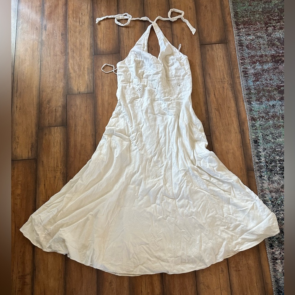 White Halter Top Backless Dress